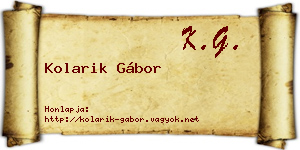 Kolarik Gábor névjegykártya